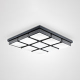 Modern Flush Mount Light With Acrylic Panels - Black/White 6/9 Lights Warm/White Living Room Ceiling