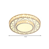 Modern Stainless-Steel Led Crystal Flush Ceiling Mount Light Fixture For Bedroom