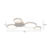 33.5 - 47 Wide White/Brown Ring Light Led Ceiling Flush Mount Lamp In Warm/White/Natural