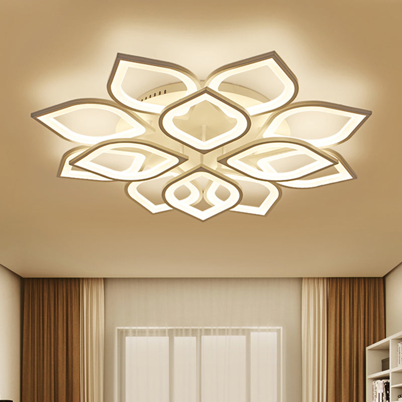 Wide Leaf Flush Ceiling Light - Simple Acrylic Led Mount Fixture In Warm/White/Natural 31.5’/39
