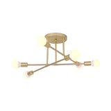 Modern Gold Crossed Lines Semi Flush Light Fixture With 6/8 Heads - Ceiling Mounted For Living Room