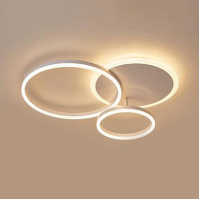 Modern Acrylic Led Flush Ceiling Light With Halo-Like Ring - White 2/3/5 Lights 3 / Warm