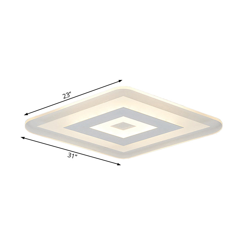 Sleek 23/31/47 Thin Acrylic Flush Mount Led Ceiling Lamp In Warm/White Light - White