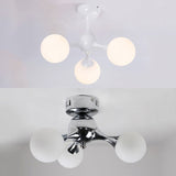 Molecular Nordic Style Semi Flush Light - Frosted Glass 3 Lights Chrome/White Ceiling Mounted Living