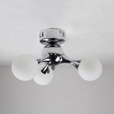 Molecular Nordic Style Semi Flush Light - Frosted Glass 3 Lights Chrome/White Ceiling Mounted Living