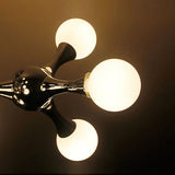 Molecular Nordic Style Semi Flush Light - Frosted Glass 3 Lights Chrome/White Ceiling Mounted Living