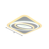 Contemporary Geometric Led Flush Mount Ceiling Light Fixture – Warm/White Acrylic 8’/19.5’