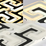 Modern Led Flush Mount Ceiling Light With Acrylic Maze Shade - Black Finish Warm/White/Second Gear