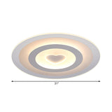Modern Round Acrylic Flush Mount Light Led - 8/16.5/20.5 Wide Lamp With Heart Pattern Warm/White