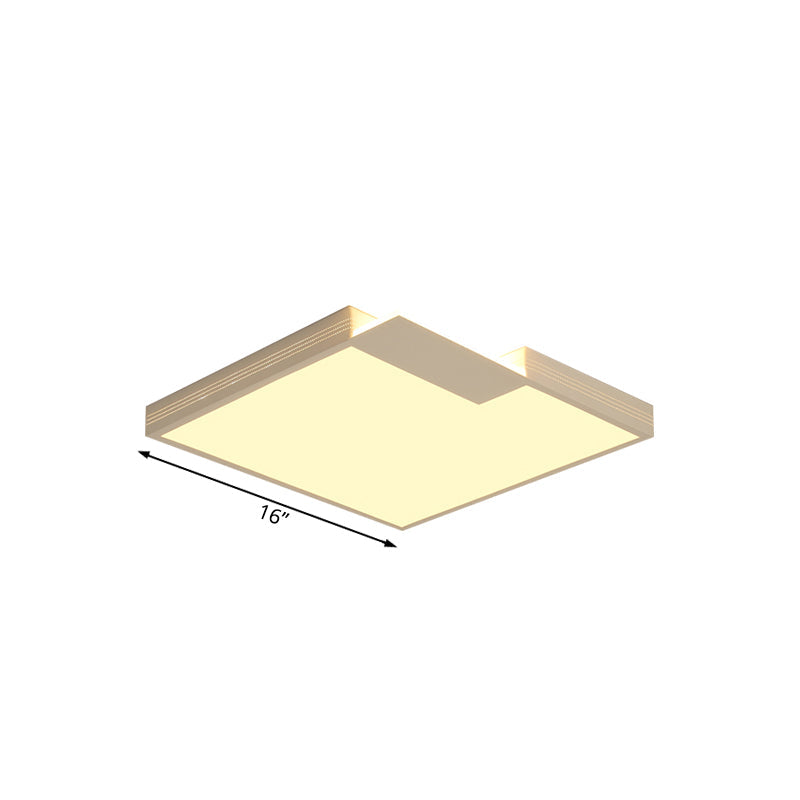 Minimalist Led Ceiling Lighting: Square Acrylic Flush Mount White 16/19.5 Width Warm/White Light