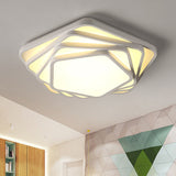 Contemporary Led Flush Ceiling Light - Pentagon Design In Warm/White For Bedroom Acrylic Diffuser
