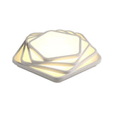 Contemporary Led Flush Ceiling Light - Pentagon Design In Warm/White For Bedroom Acrylic Diffuser