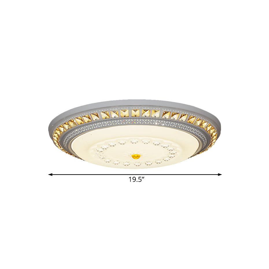 Contemporary Led Crystal Accent Ceiling Light Fixture - White 19.5/23.5/31.5 Width