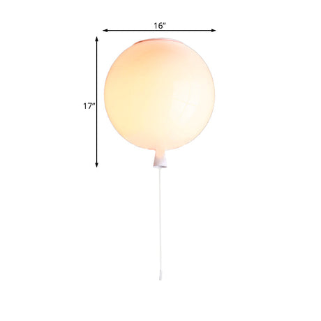 Modernist Style Balloon Shade Suspension Lamp - 8/10 Width White Ceiling For Living Room