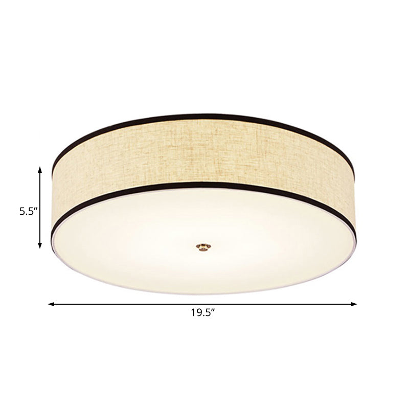 Minimalist Fabric Drum Ceiling Mounted Light - Led White Flush Mount Lamp (16/19.5/23.5 Dia)