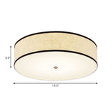 Minimalist Fabric Drum Ceiling Mounted Light - Led White Flush Mount Lamp (16/19.5/23.5 Dia)