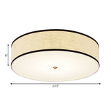 Minimalist Fabric Drum Ceiling Mounted Light - Led White Flush Mount Lamp (16/19.5/23.5 Dia)