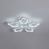 Led Bedroom Flush Light With Leaves Acrylic Shade - 3/5/9-Light Options White Ceiling Lamp In