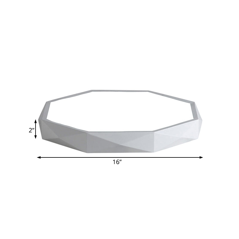 Modern Octagon Metal Led Flush Mount Lamp - 16/19.5/23.5 Wide White Perfect For Living Room