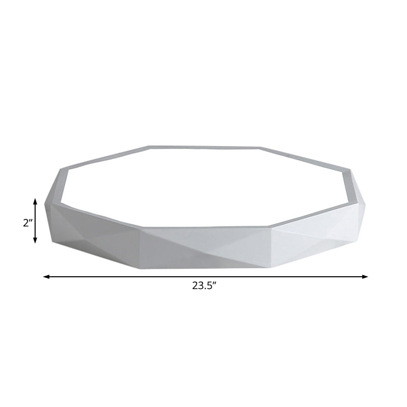 Modern Octagon Metal Led Flush Mount Lamp - 16/19.5/23.5 Wide White Perfect For Living Room