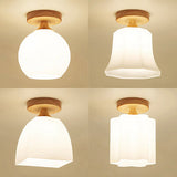 White Opal Glass Ceiling Light | Modern One-Head Flush Mount For Bathrooms