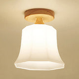 White Opal Glass Ceiling Light | Modern One-Head Flush Mount For Bathrooms / D