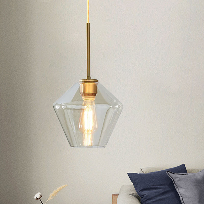 Modern Brass Pendant Light: 4.5/9/12 Wide Glass Shade Hanging Light With Single Lamp Socket - Ideal