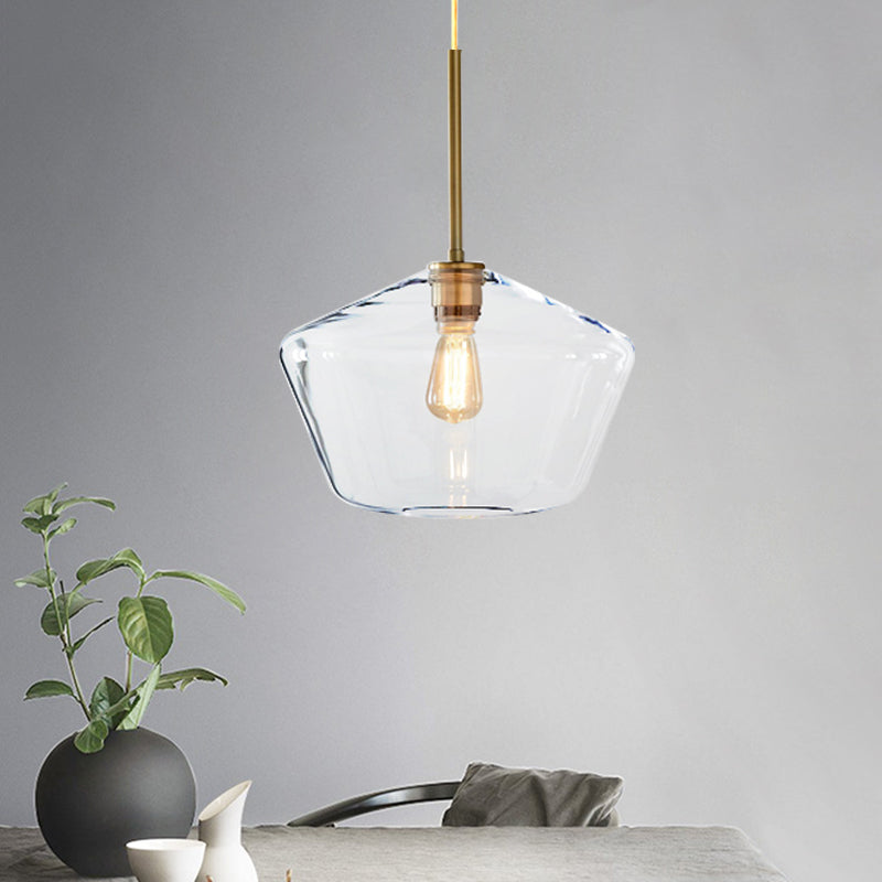 Modern Brass Pendant Light: 4.5/9/12 Wide Glass Shade Hanging Light With Single Lamp Socket - Ideal