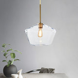 Modern Brass Pendant Light: 4.5/9/12 Wide Glass Shade Hanging Light With Single Lamp Socket - Ideal