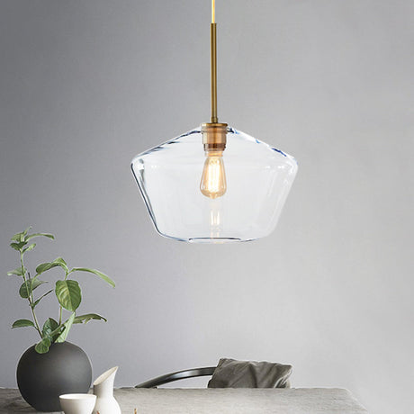 Modern Brass Pendant Light: 4.5/9/12 Wide Glass Shade Hanging Light With Single Lamp Socket - Ideal