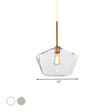 Modern Brass Pendant Light: 4.5/9/12 Wide Glass Shade Hanging Light With Single Lamp Socket - Ideal