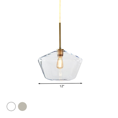 Modern Brass Pendant Light: 4.5/9/12 Wide Glass Shade Hanging Light With Single Lamp Socket - Ideal