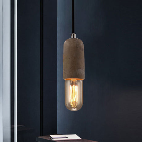 Minimalist Cement Hanging Pendant Light With Open Bulb - Ideal For Cafe And Restaurant