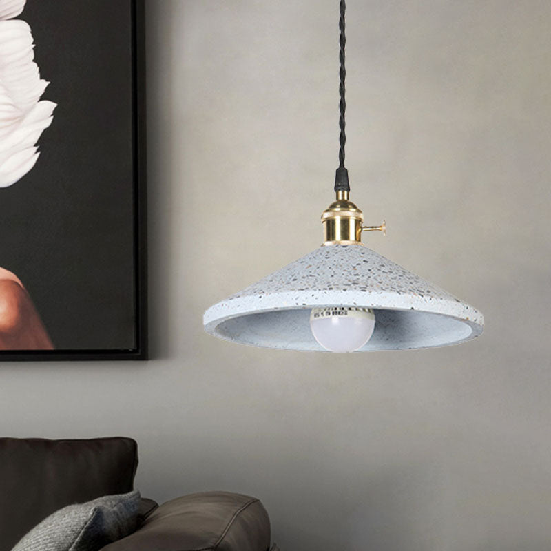 Contemporary Cement Hanging Lamp For Workshop Or Bar Blue