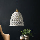 Nordic Grid Dome Hanging Lamp - 6.5/8 Single Bulb Pendant Light For Dining Room Corridor White