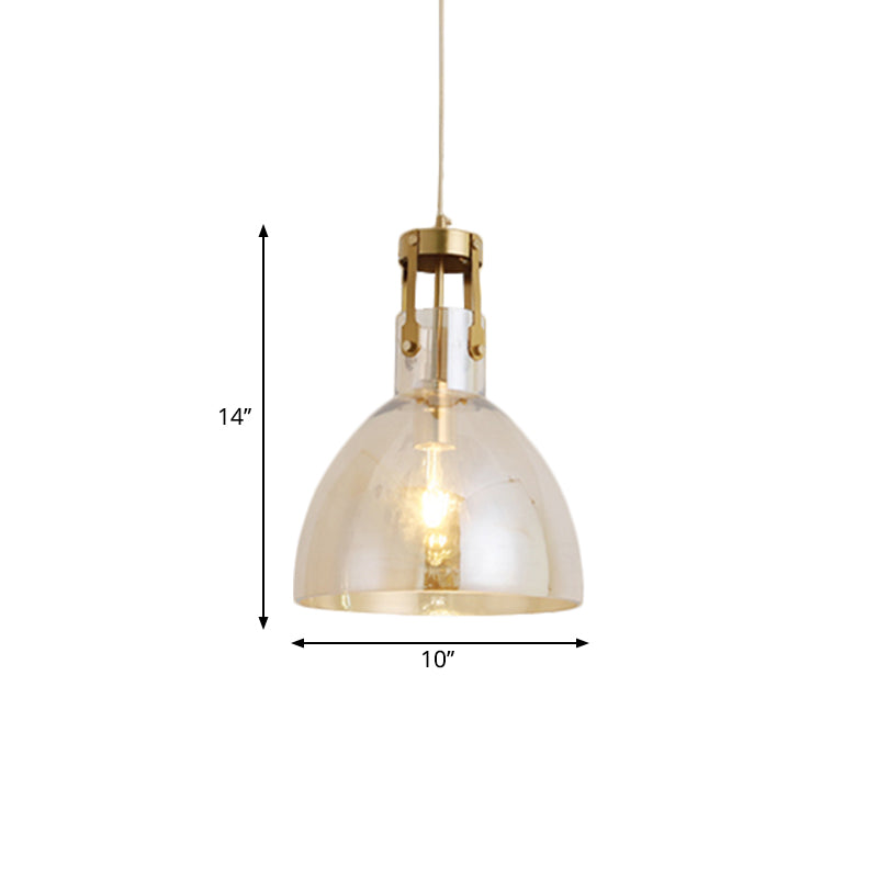 Cognac Glass Drop Pendant Ceiling Lamp For Dining Room Postmodern Single Suspension