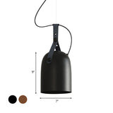 Industrial Style Dome Hanging Lamp With Leather Strap - 7/9.5 Dia 1 Light Pendant Lighting In