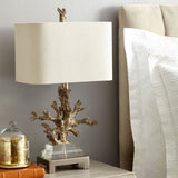 Traditional Cuboid Bedside Lamp: Black/White Night Light With Coral Pedestal White