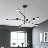 Simple Style Multi-Tier Asymmetrical Chandelier Light With Multiple Head Options - Black/White