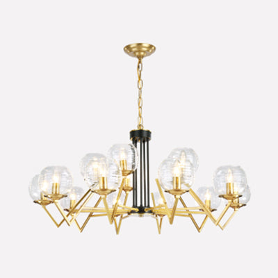 Gold Modern Living Room Chandelier - Elegant Oval Shade Candle Pendant Light 15 /