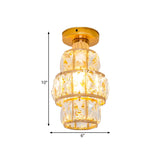 Traditional Gold Crystal Flush Mount Foyer Lamp With Beveled Inlay