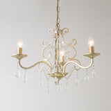 Traditional Crystal Champagne Candlestick Hanging Light With Swirl Element - 3/6 Bulbs Restaurant