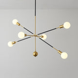 Modern Adjustable Linear Arm Chandelier Light With 6 Lights Ideal For Restaurants Gold / 35.5
