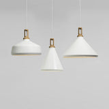 9.5/14 Wide White Pendant Lighting With Cone/Barn Metal Shade - Nordic Hanging Light For Dining Room