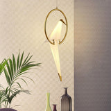 Contemporary White Birdie Led Pendant Light With Metal Ring In Warm/White / Warm
