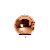 Contemporary Glass Mirror Ball Pendant Light - Chrome/Gold/Rose Gold 6/8/10 Width Hanging Ceiling