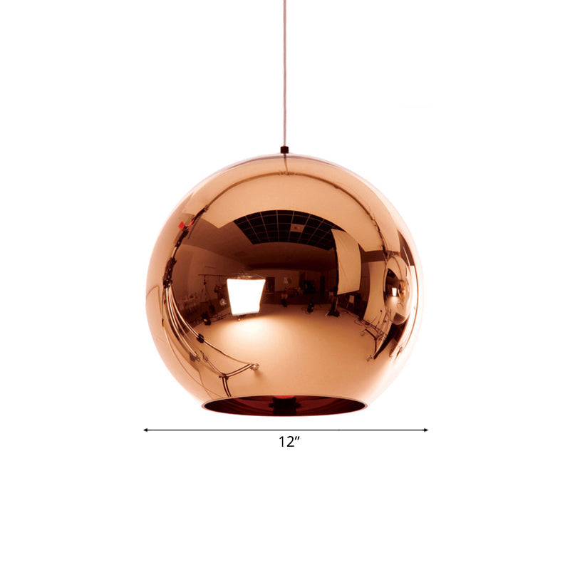 Contemporary Glass Mirror Ball Pendant Light - Chrome/Gold/Rose Gold 6/8/10 Width Hanging Ceiling