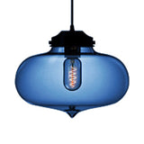 Contemporary Teardrop Glass Pendant Light - 1-Light Hanging Ceiling Fixture (Red/Brown/Blue) Dark