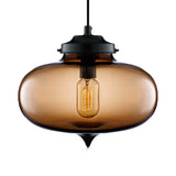 Contemporary Teardrop Glass Pendant Light - 1-Light Hanging Ceiling Fixture (Red/Brown/Blue) Brown