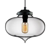 Contemporary Teardrop Glass Pendant Light - 1-Light Hanging Ceiling Fixture (Red/Brown/Blue) Smoke
